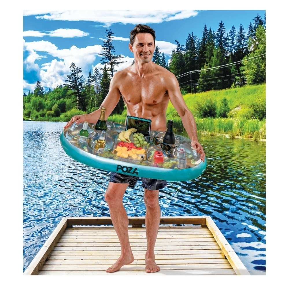 POZA Inflatable Blue Gold Floating Cooler
